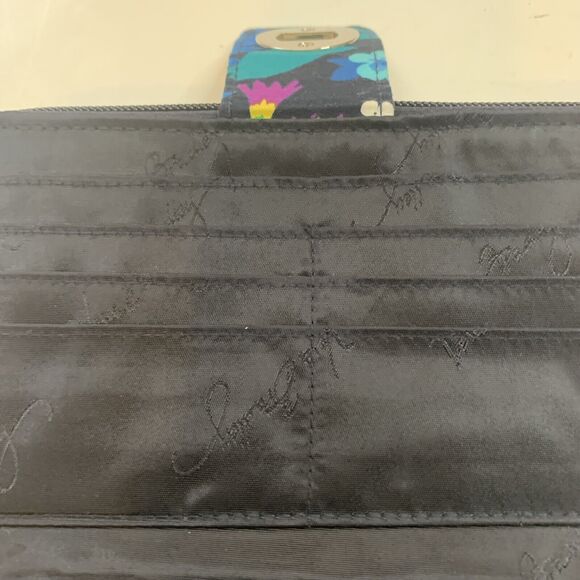 Vera Bradley Turn Lock Wallet Navy with Floral Tones Zippers - Picture 7 of 10